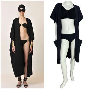 SHAWL w/ POCKETS! Michael Kors Collection $1495 Runway Cashmere Open Cardigan L